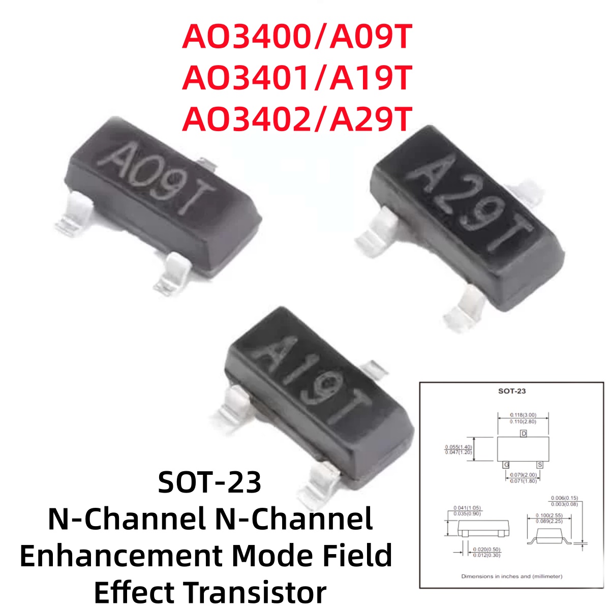 Electronics Repair Youtube - 100-500Pcs AO3400/A09T AO3401/A19T AO3402/A29T N‑Channel P‑Channel